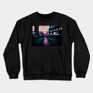 Tokyo City Street View With Neon signs / Tokyo, Japan Crewneck Sweatshirt